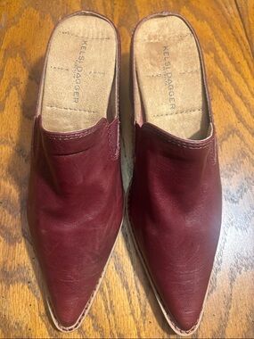 Kelsi Dagger Burgundy Pointed Leather Mule Slides